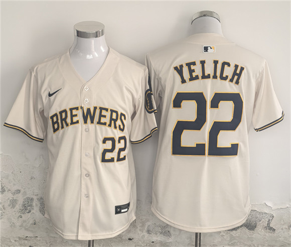 Milwaukee Brewers #22 Christian Yelich Cream Home Limited Stitched Jersey - Zenithce