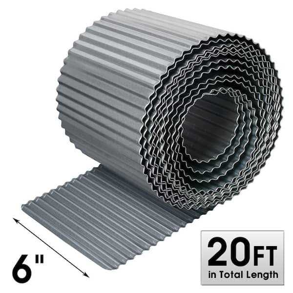 Worth Garden 20 ft. x 6 in. Galvanized Steel Corrugated Landscape Lawn Edging - Zenithce