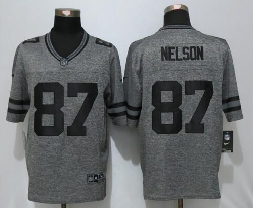 Packers #87 Jordy Nelson Gray Stitched Limited Gridiron Gray Nike Jersey - Zenithce
