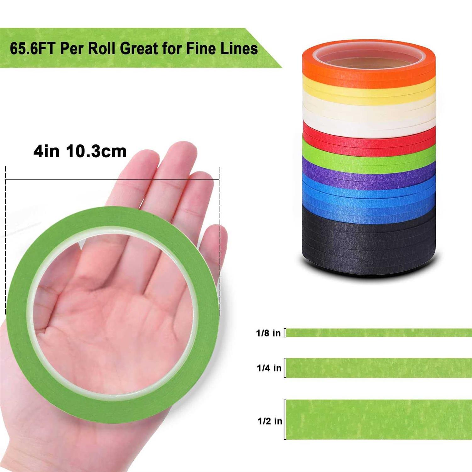 EDSRDRUS Thin Painters Tape Total 176yards 1/8 1/4 1/2 Width Masking Tape - Zenithce