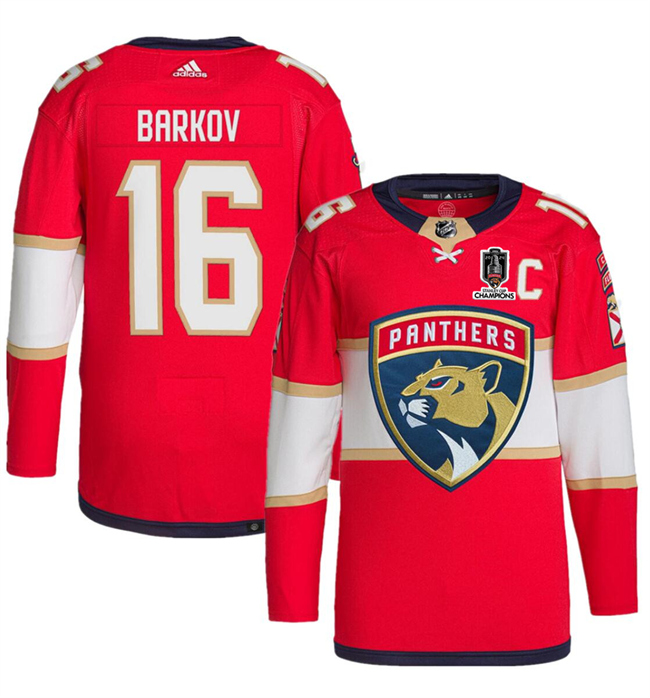 Florida Panthers #16 Aleksander Barkov Red Home 2024 Stanley Cup Champions Stitched Jersey - Zenithce