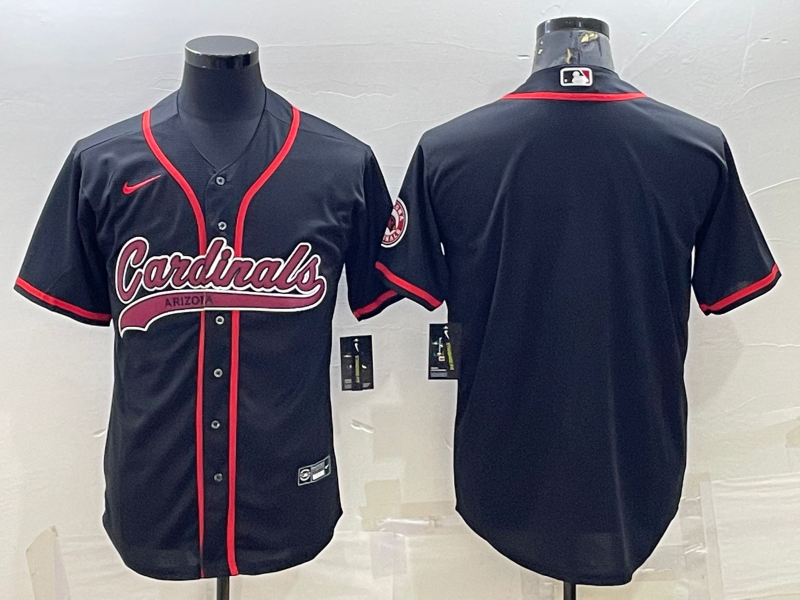 Arizona Cardinals Blank Black With Patch Cool Base Stitched Baseball Jersey - Zenithce