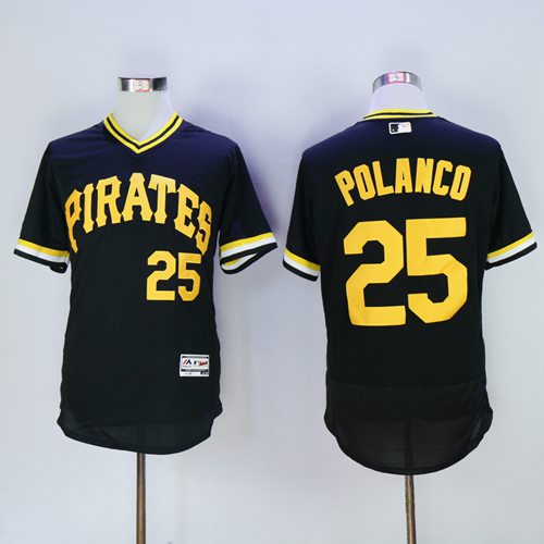 Pirates #25 Gregory Polanco Black Flexbase Authentic Collection Cooperstown Stitched Jersey - Zenithce