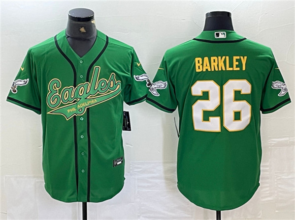 Philadelphia Eagles #26 Saquon Barkley Green Gold Cool Base Stitched Jersey - Zenithce