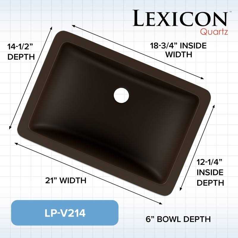 Lexicon Platinum V214 Quartz Composite Rectangle Vanity Sink LP-V214 - Zenithce