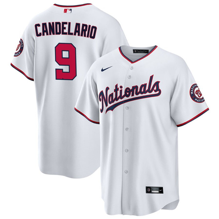 Washington Nationals #9 Jeimer Candelario White Cool Base Stitched Jersey - Zenithce