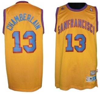 San Francisco Warriors #13 Wilt Chamberlain ABA Hardwood Classic Swingman Yellow Jersey - Zenithce