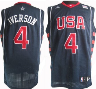 2004 Olympics Team USA #4 Allen Iverson Navy Blue Swingman Jersey - Zenithce