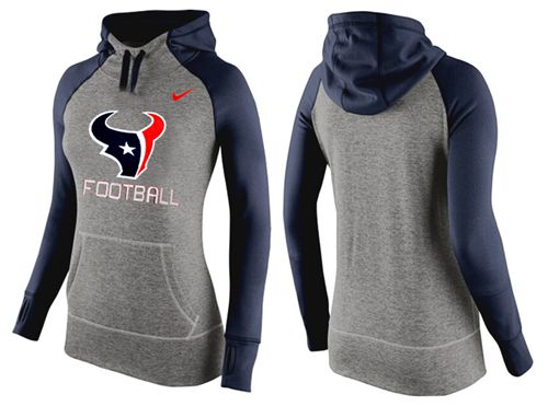 Women's Nike Houston Texans Performance Hoodie Grey   Dark Blue - Zenithce