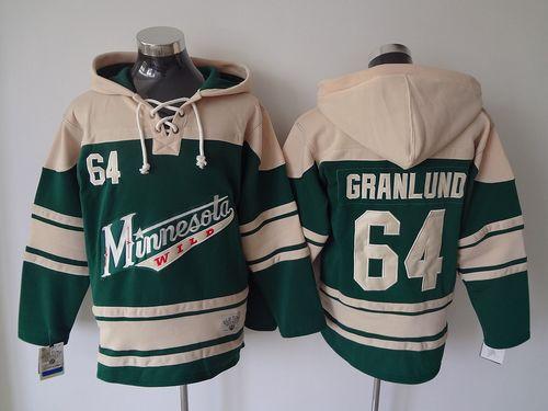 Wild #64 Mikael Granlund Green Sawyer Hooded Sweatshirt Stitched Jersey - Zenithce