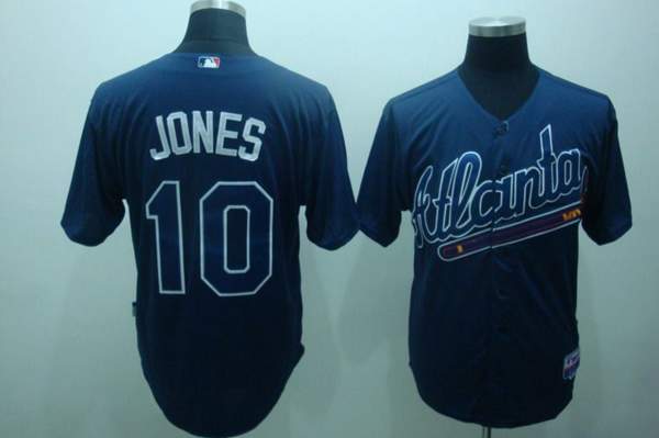 Braves #10 Chipper Jones Blue Practise Stitched Jersey - Zenithce