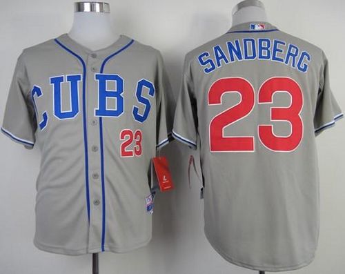 Cubs #23 Ryne Sandberg Grey Alternate Road Cool Base Stitched Jersey - Zenithce