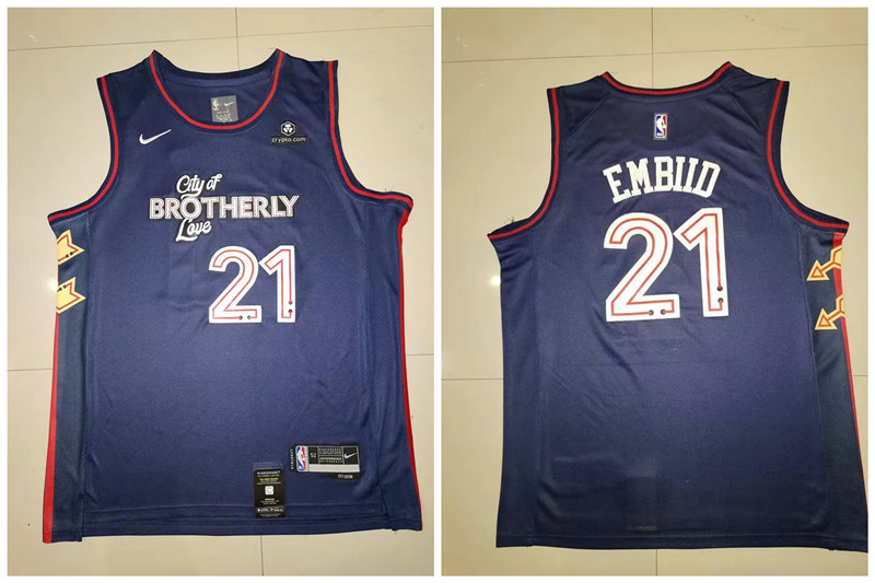 76ers 21 Joel Embiid Navy 2023-24 City Edition Swingman Jersey - Zenithce