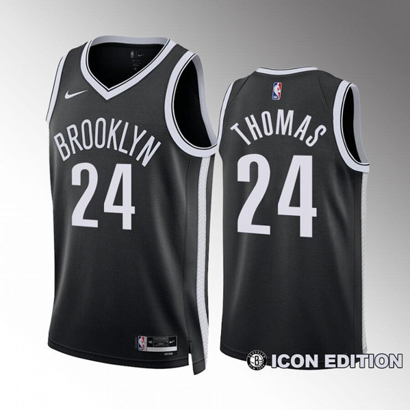 Brooklyn Nets #24 Cam Thomas Black Icon Edition Stitched Jersey - Zenithce