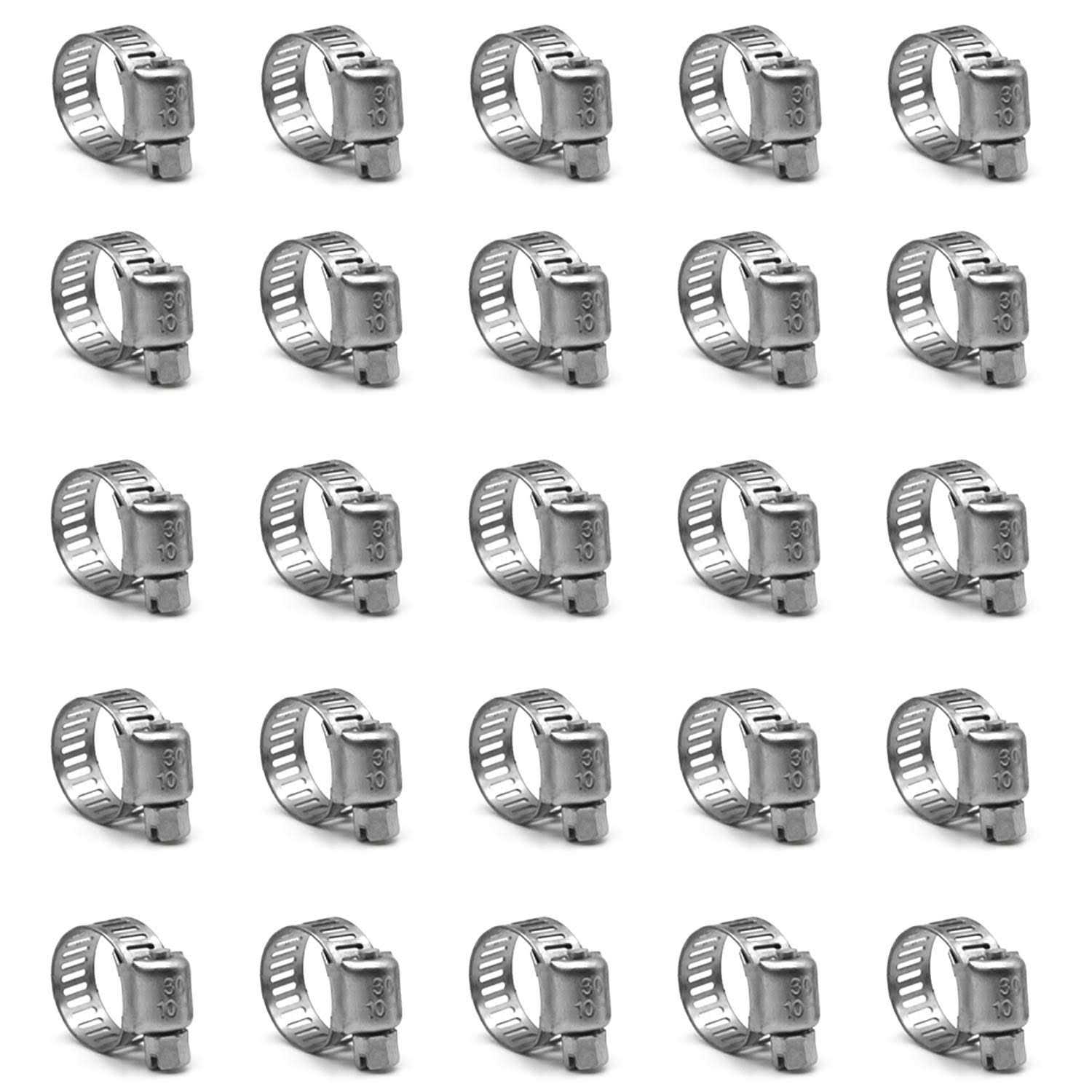 ZIPCCI Hose Clamp 25 Pack Stainless Steel Worm Gear Fuel line Hose clamps - Zenithce