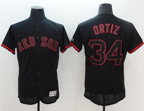 Red Sox #34 David Ortiz Black Fashion Flexbase Authentic Collection Stitched Jersey - Zenithce