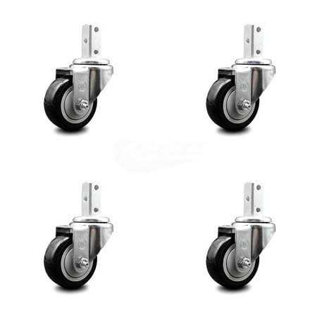 Swivel Square Stem Caster Set 4 w/3.5 x 1.25 Wheel - Zenithce