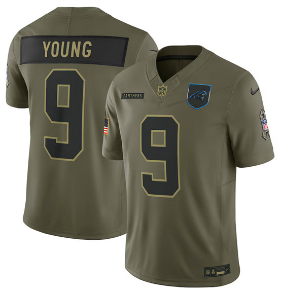 Carolina Panthers #9 Bryce Young Olive 2025 Salute to Service Limited Stitched Jersey - Zenithce