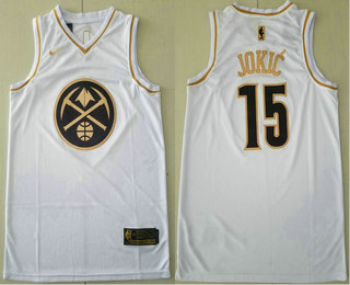 Denver Nuggets #15 Nikola Jokic White Golden Swingman Stitched Jersey - Zenithce