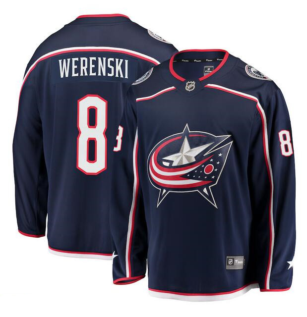 Columbus Blue Jackets #8 Zach Werenski Navy Stitched Jersey - Zenithce
