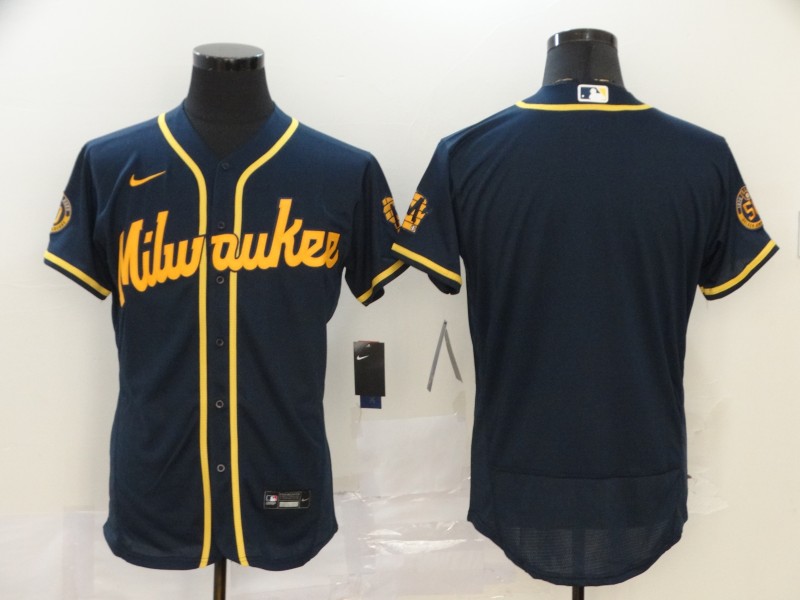 Milwaukee Brewers Blank Navy Flex Base Stitched Jersey - Zenithce
