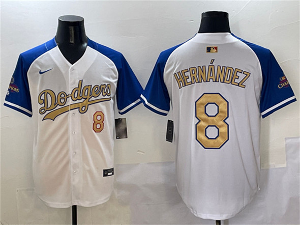 Los Angeles Dodgers #8 Enrique Hernandez White Royal Gold 2024 World Series Champions Vapor Limited Stitched Jersey - Zenithce