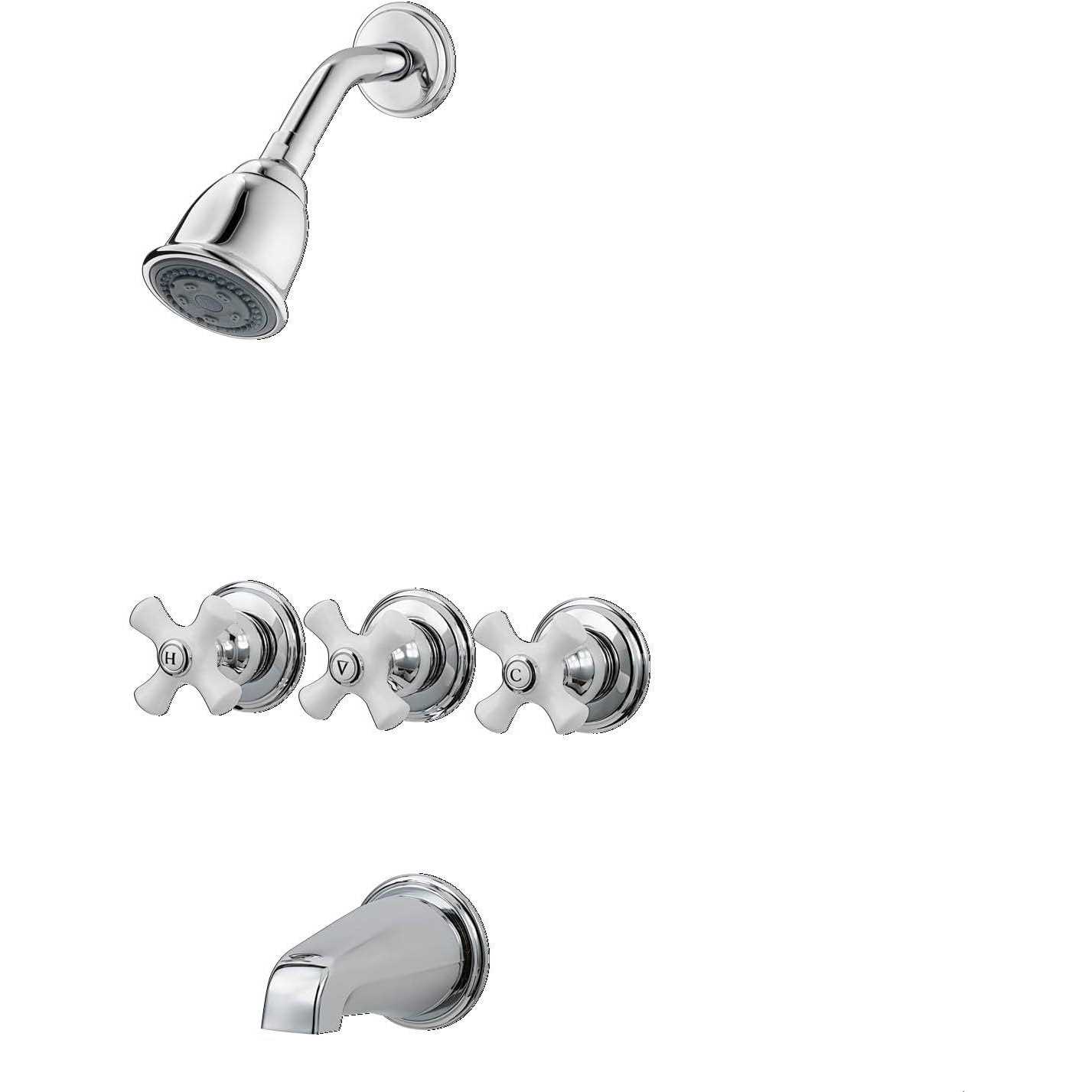 Pfister LG01-8CBC 3-Handle Tub and Shower Faucet with Cross Handles - Zenithce