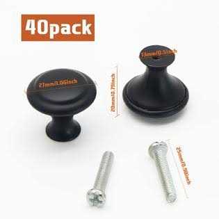 gobericher 40 Pieces Black Round Kitchen Cabinet Knobs Dresser Knobs Drawer Knobs Drawer Pulls Door Knobs Dresser Handles Cabinet Hardware Cupboard Ha - Zenithce