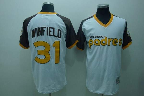 Mitchell And Ness Padres #31 Dave Winfield Stitched White Throwback Jersey - Zenithce