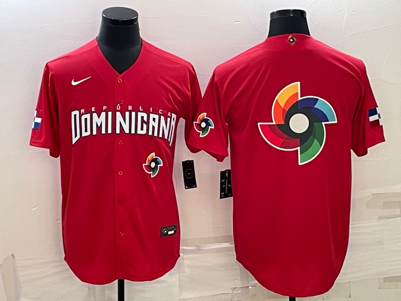Dominican Republic 2023 Red World Big Logo With Patch Classic Stitched Jersey - Zenithce