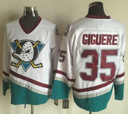 Ducks #35 Jean-Sebastien Giguere White CCM Throwback Stitched Jersey - Zenithce