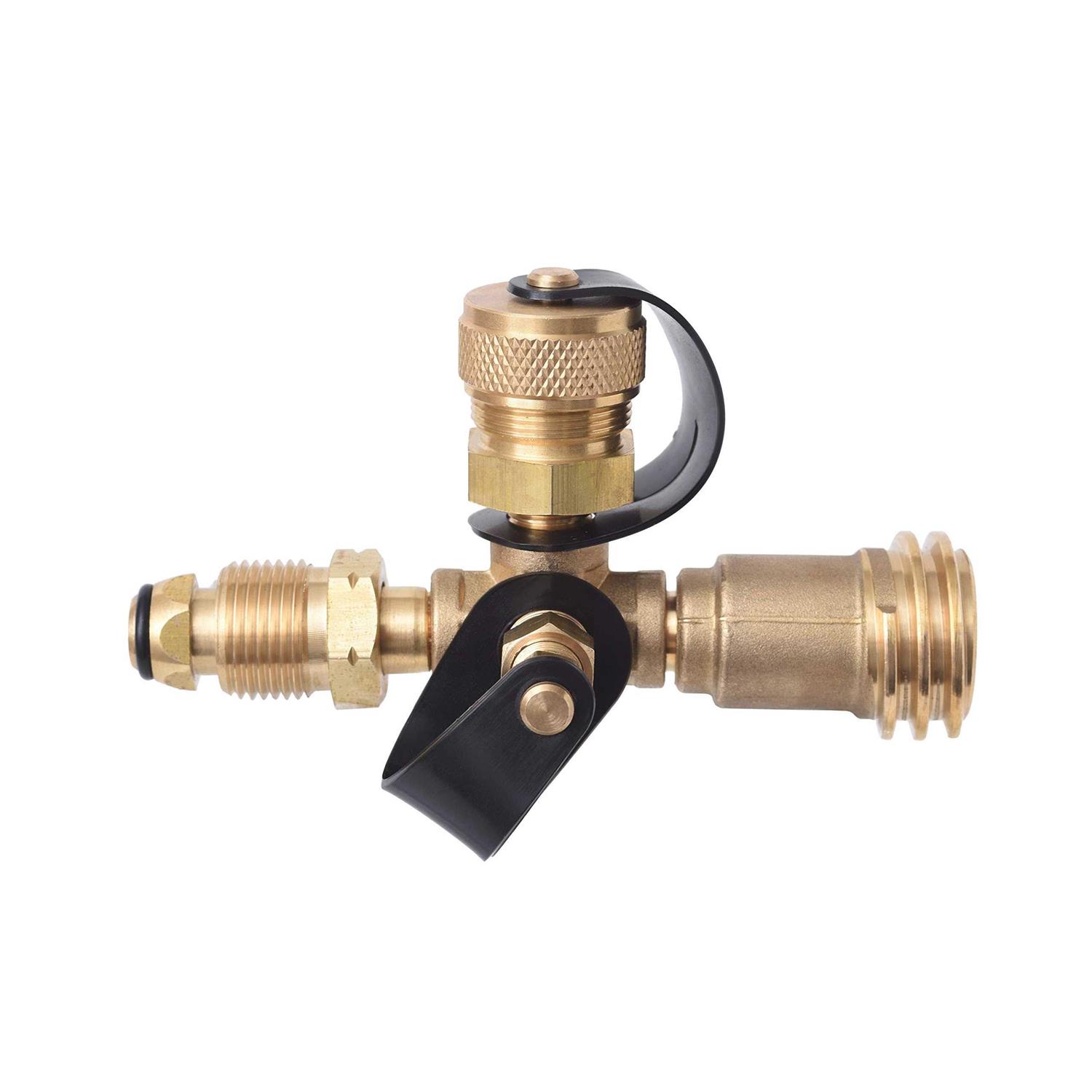 Flame King 4 Port Brass Tee Propane Adapter - Zenithce