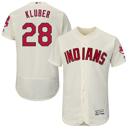 Indians #28 Corey Kluber Cream Flexbase Authentic Collection Stitched Jersey - Zenithce
