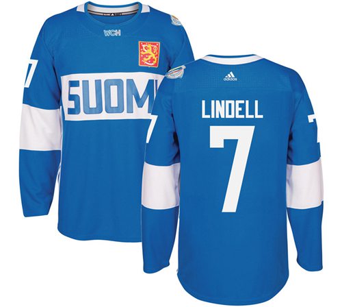 Team Finland #7 Esa Lindell Blue 2016 World Cup Stitched Jersey - Zenithce