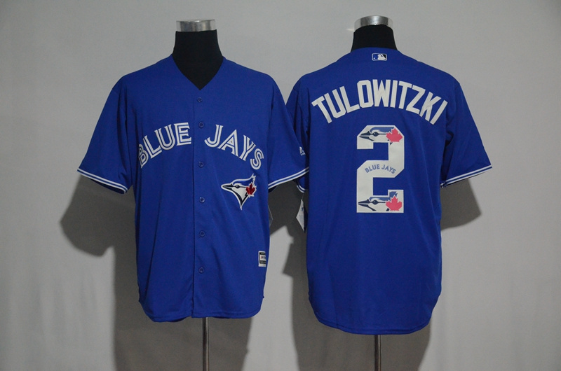 Toronto Blue Jays #2 Troy Tulowitzki Blue Team Logo Print Cool Base Stitched Jersey - Zenithce
