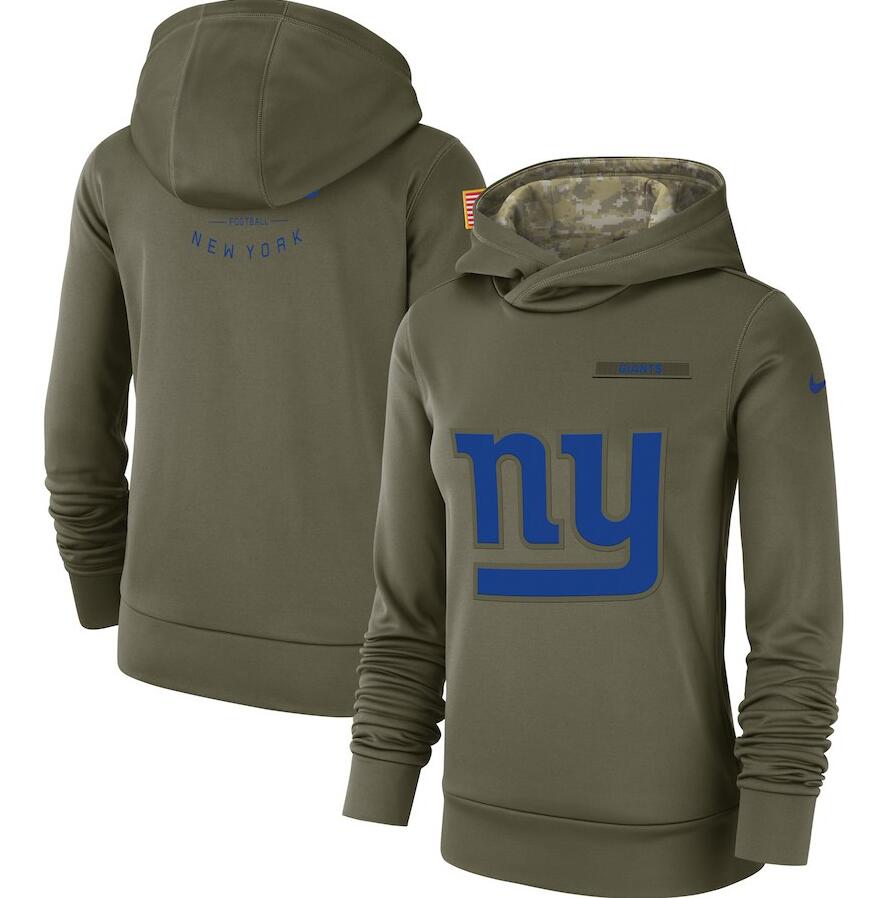 Women's New York Giants Olive Salute To Service Team Logo Performance Pullover NFL Hoodie - Zenithce