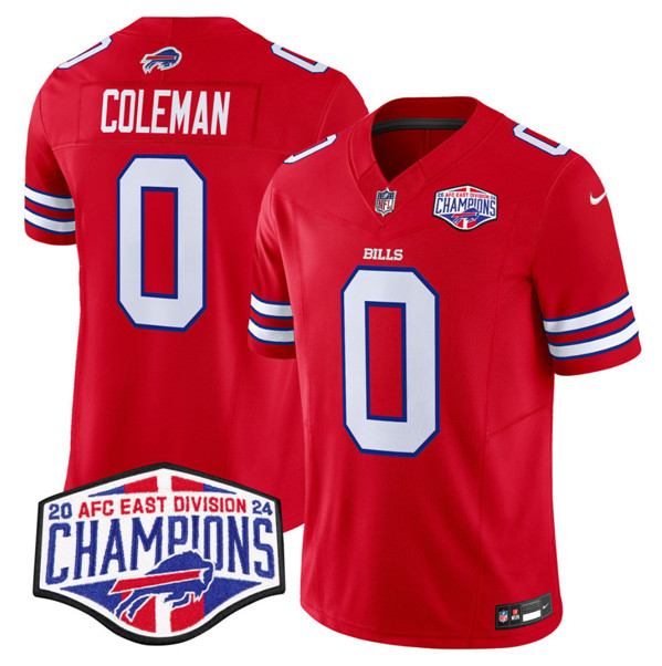 Buffalo Bills #0 Keon Coleman Red 2024-25 F.U.S.E. AFC East Division Champions Patch Limited Stitched Jersey - Zenithce