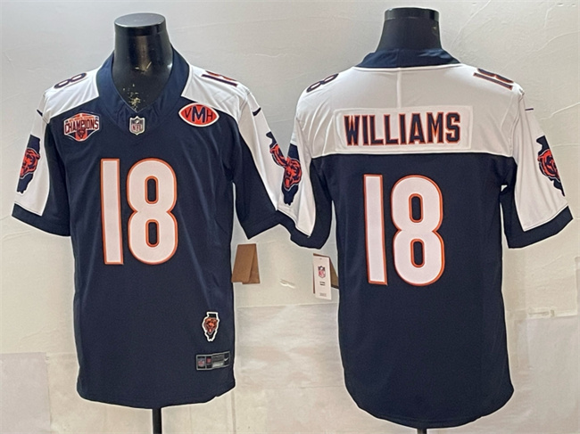 Chicago Bears #18 Caleb Williams Navy White F.U.S.E. 2025 NFC North Division Champions VMH Patch Vapor Untouchable Limited Stitched Jersey - Zenithce