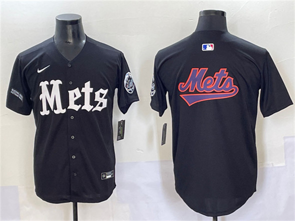 New York Mets Team Big Logo Black 'Gotham Gothic Edition' Vapor Premier Limited Stitched Jersey - Zenithce