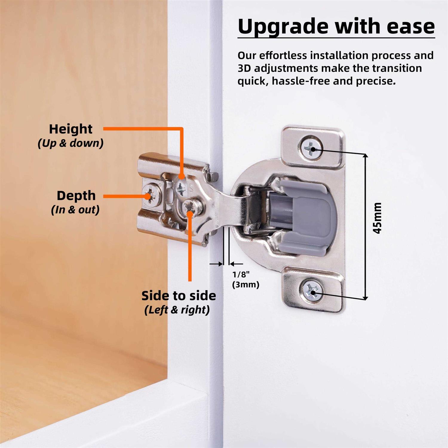 DecoBasics Overlay Soft Close Cabinet Hinges for Kitchen Cabinets -Satin Nickel Self Closing Kitchen - Zenithce
