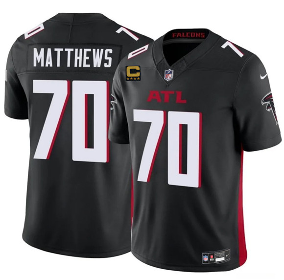 Atlanta Falcons #70 Jake Matthews Black 2025 F.U.S.E With 4-Star C Patch Vapor Untouchable Limited Stitched Jersey - Zenithce