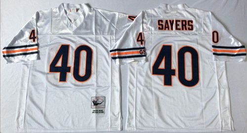 Mitchell Ness Bears #40 Gale Sayers White Small No. Throwback Stitched Jersey - Zenithce