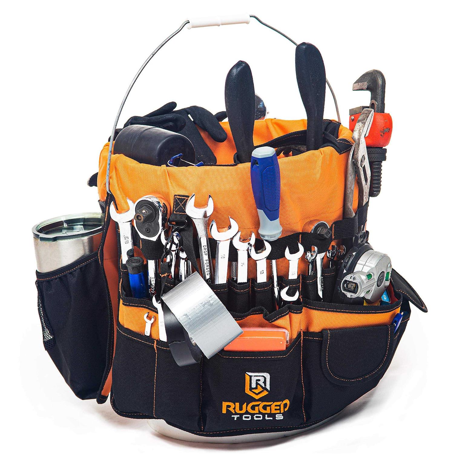 Rugged Tools 32 Pocket Tool Roll Organizer Wrench Organizer & Tool Pouch Wrench Roll Includes Pouches for 10 Sockets - Zenithce