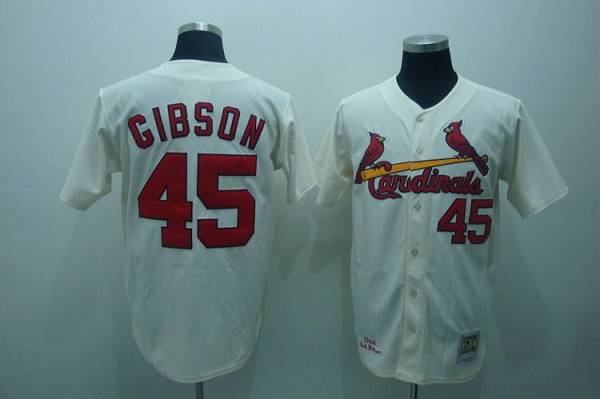 Mitchell And Ness 1967 Cardinals #45 Bob Gibson Stitched Cream Throwback Jersey - Zenithce