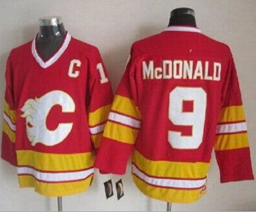 Flames #9 Lanny McDonald Red CCM Throwback Stitched Jersey - Zenithce