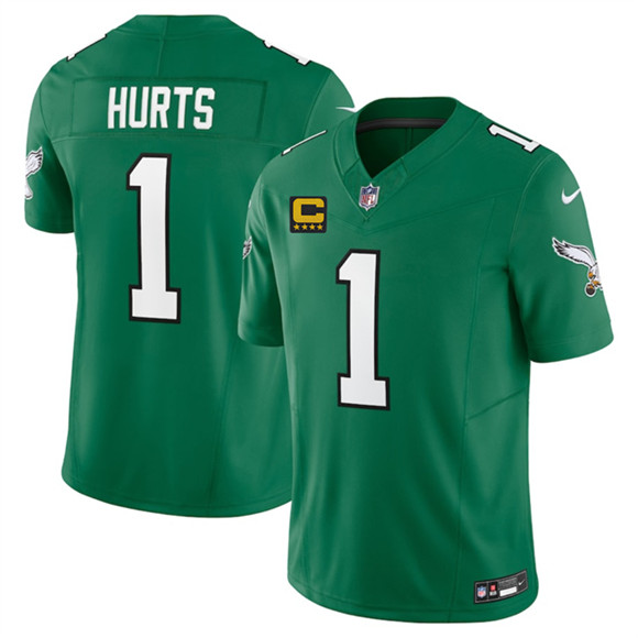 Philadelphia Eagles #1 Jalen Jurts Kelly Green 2025 F.U.S.E. With 4-Star C Patch Vapor Untouchable Limited Stitched Jersey - Zenithce