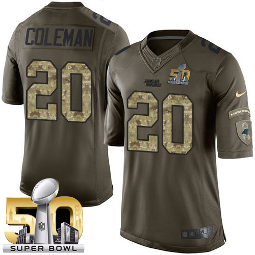 Panthers #20 Kurt Coleman Green Super Bowl 50 Stitched Limited Salute To Service Nike Jersey - Zenithce
