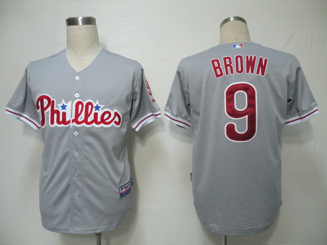 Phillies #9 Domoic Brown Grey Cool Base Stitched Jersey - Zenithce