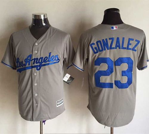 Dodgers #23 Adrian Gonzalez Grey New Cool Base Stitched Jersey - Zenithce