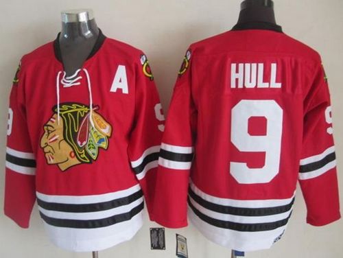 Blackhawks #9 Bobby Hull Red CCM Throwback Stitched Jersey - Zenithce